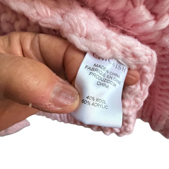 Chicwish Handmade with Love Pom Pom Heart Bobble Cardigan Sweater Womens Pink - Picture 8 of 11